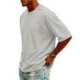 thumbnail image 5 of Agkizg Men Crew Neck T Shirts, Short Sleeve Solid Loose Drop Shoulder Casual Tops Soft Basic Tees for Daily Outdoor Summer Everyday Wear, 5 of 6