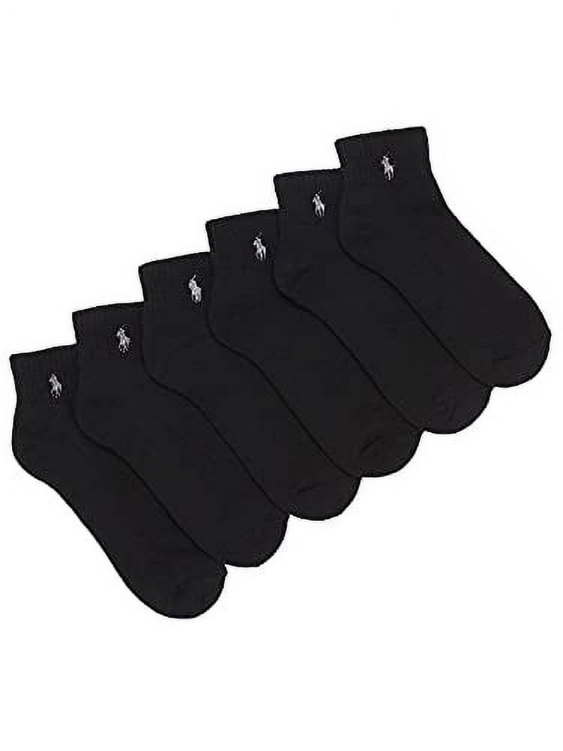 Polo Ralph Lauren Mens Rib Cuff Sport Quarter Socks 6-Pack Style