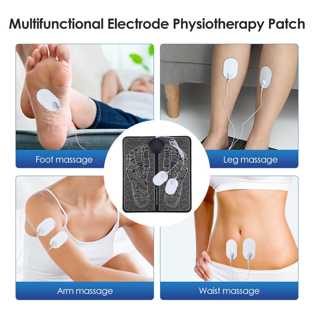 EMS Foot Massage Pad, Pulse Foot Therapy Pad for Neuropathy Foot Massager with Remote Control, 4 Body Pads, 2 in 1 Back Massager and Leg Foot Massager with 8 Modes, 19 Levels
