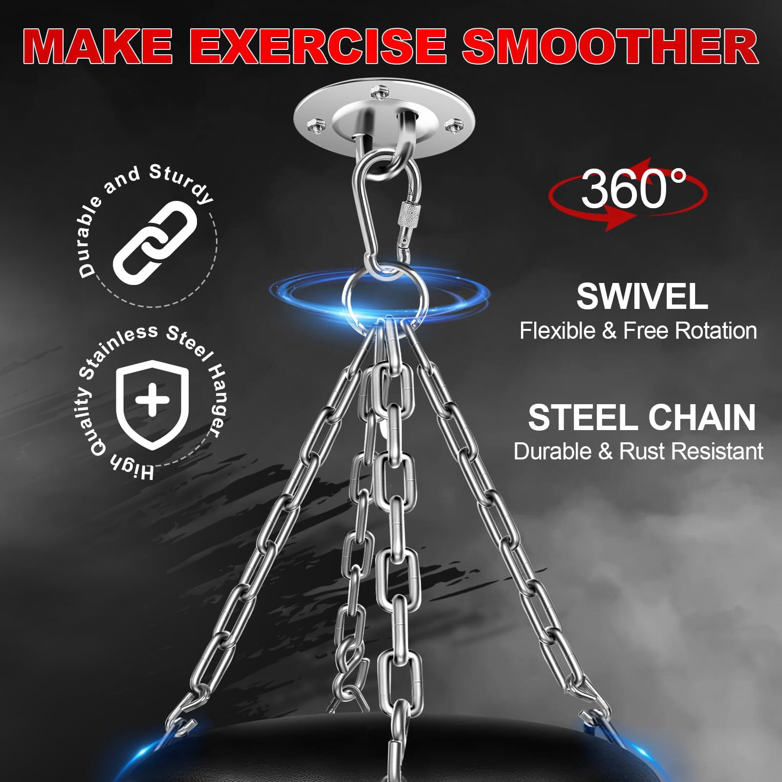 Hanging Punching Bag for Adults, 4FT PU Heavy Boxing Bag Set with 12OZ Gloves with Chain Ceiling Hook Suitable for Home Gym MMA Karate Kickboxing Boxing Muay Thai Training(Unfilled)