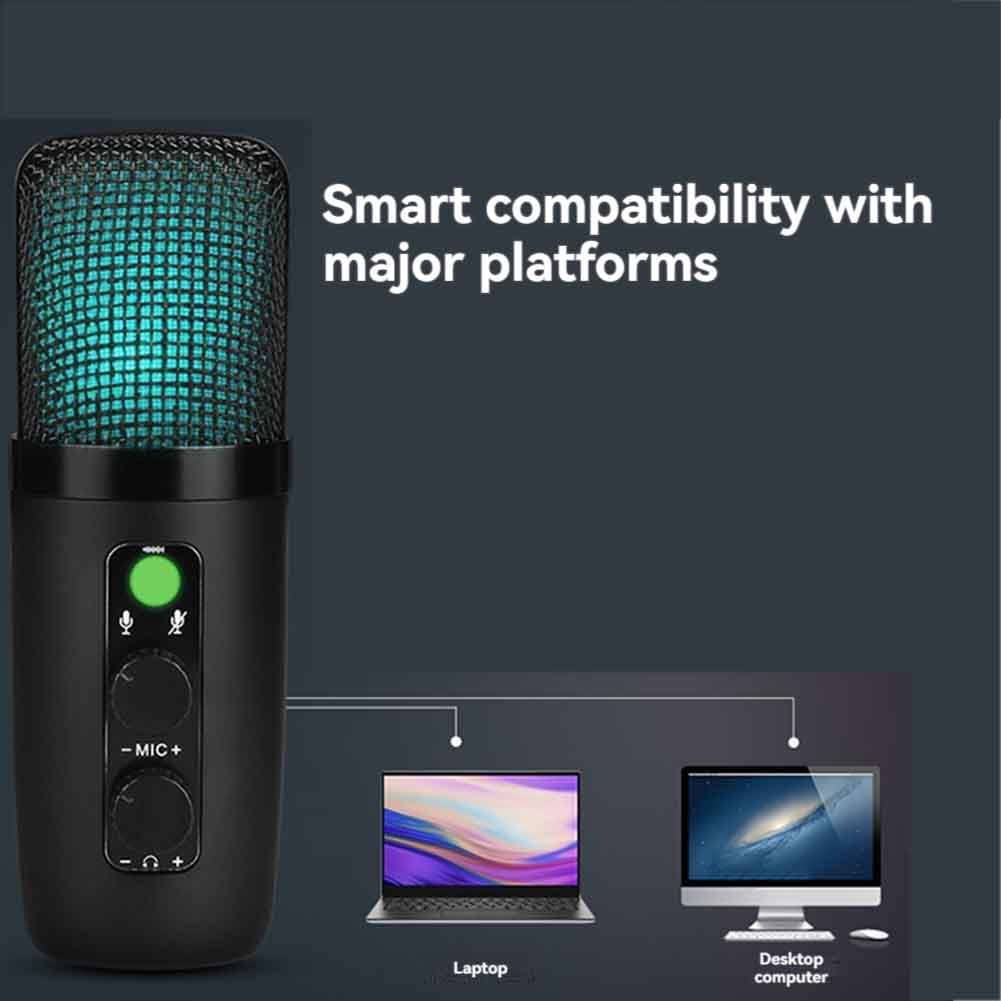 USB Microphone Condenser Gaming Mic for PC with Brilliant RGB Lighting Standard Configuration