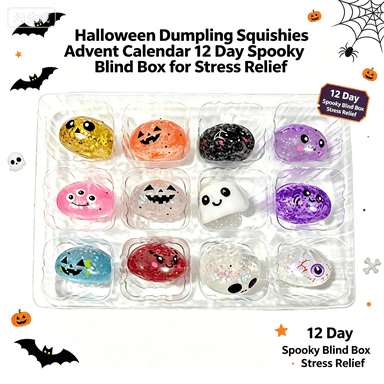 Halloween Dumpling Squishies Advent Calendar 12 Day Spooky Blind Box for Stress Relief
