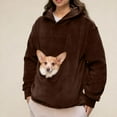 thumbnail image 4 of Stralyhd Cat Pouch Hoodie for Women Cozy Soft Dog Pouch Sweatshirts Velvet Pet Care Hoodie Long Sleeve Pet Carrier Pullover Coffee XL, 4 of 5