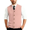 thumbnail image 2 of Huankd Mens Sweater Vest Sleeveless Classic Business Casual Cable Knit Cardigan Sweater V Neck Button Down Pullover Vest Pink XL, 2 of 7