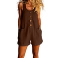 thumbnail image 3 of AHTJRT Short Jumpsuits for Women Sleeveless Button Down Scoop Neck Summer Rompers Overalls with Pockets Brown XL, 3 of 10