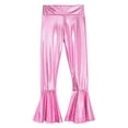 thumbnail image 4 of renvena Girls Bronzing Flare Dance Pants Kids Shiny Metallic Bell Bottom Jazz Stage Performanceg Size 6-16 Pink 6, 4 of 7