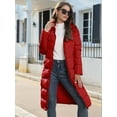 thumbnail image 5 of Women'S Hooded Long Puffer Coat Winter Warm Full Zip Quilted Jacket with Pockets Red M, 5 of 9