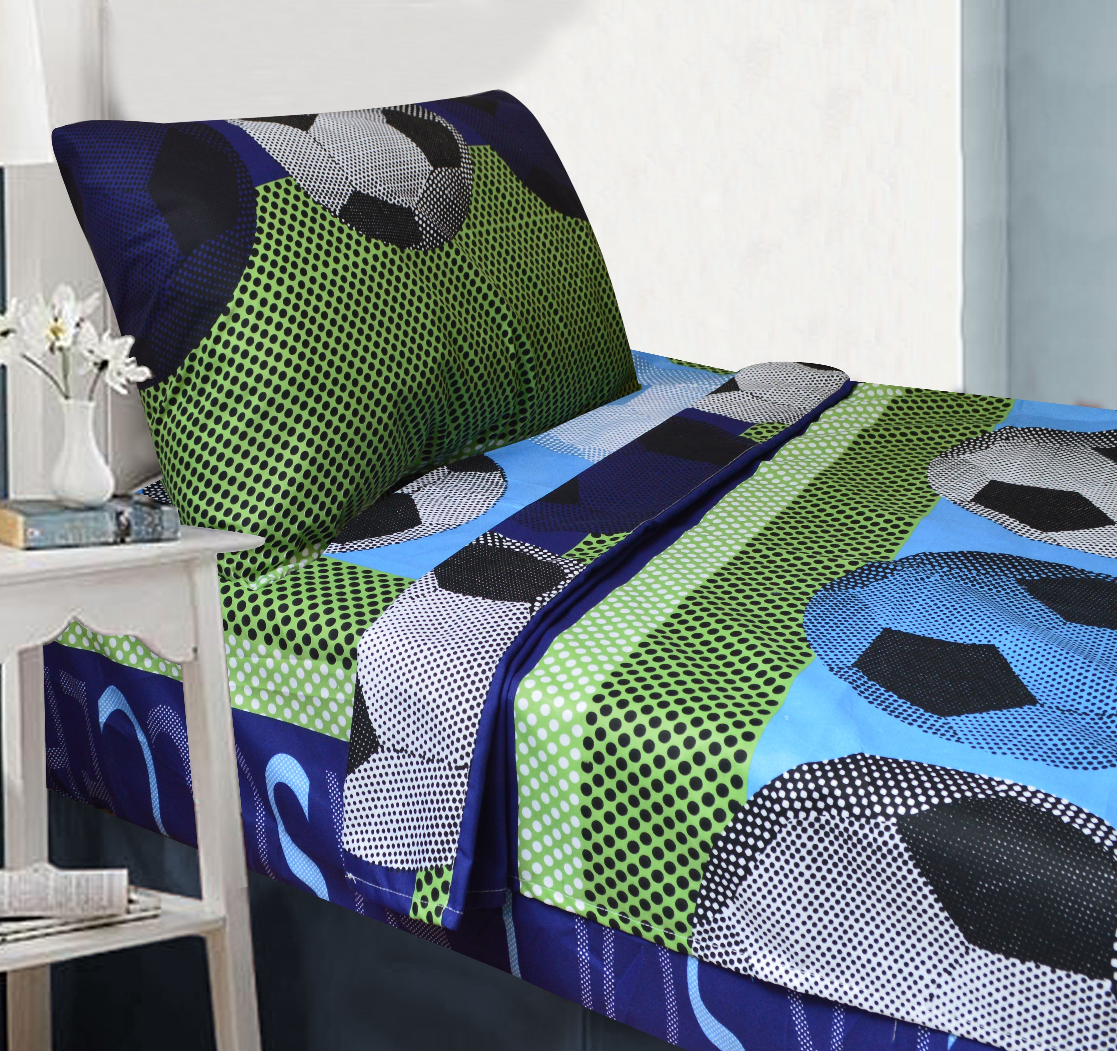All American Collection New 3 Piece Twin Size Soccer Sheet Set
