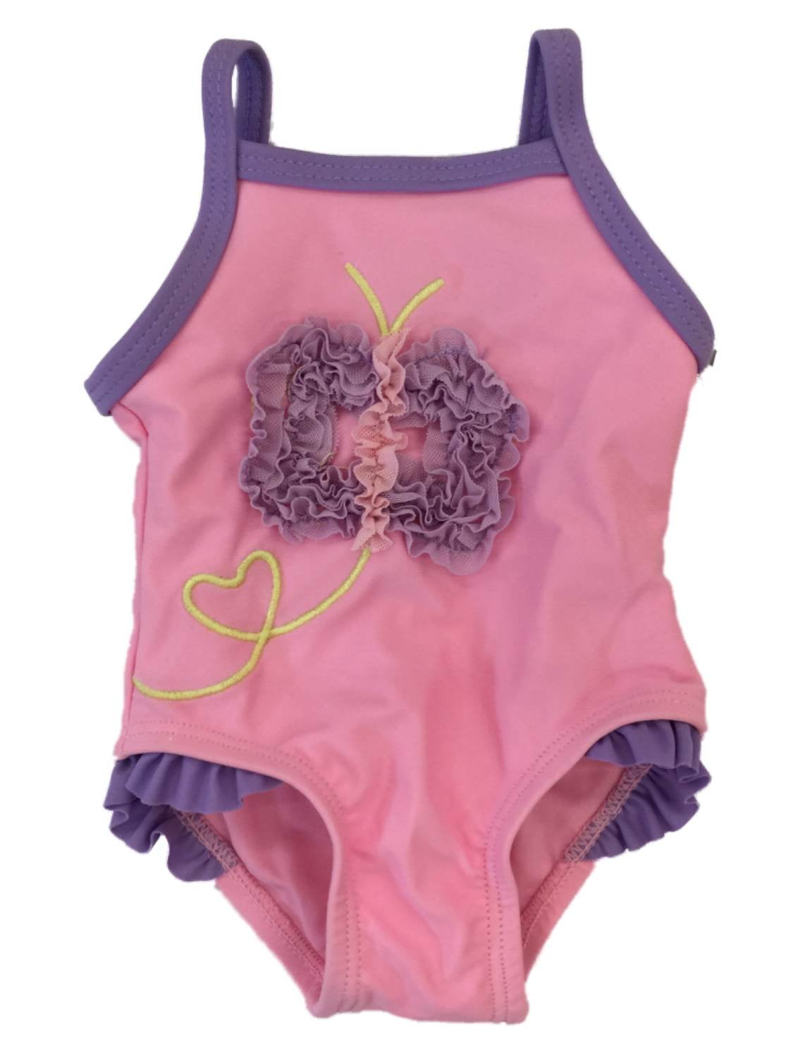 Koala Infant Girls Pink & Purple 1 Piece Butterfly Swimming & Bathing