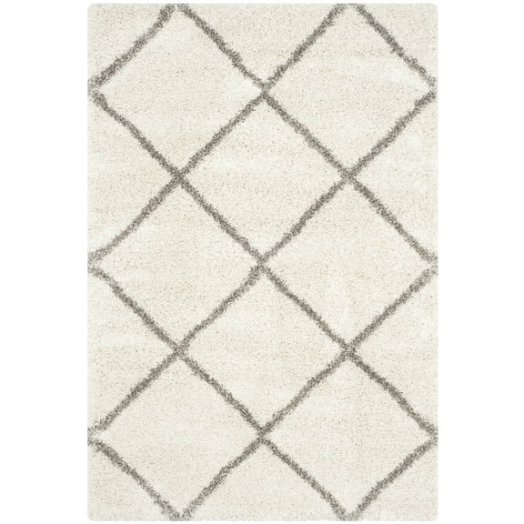 SAFAVIEH Hudson Amias Geometric Shag Area Rug, Ivory/Grey, 5'1" x 7'6"