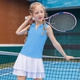 thumbnail image 2 of Byoo Toddler Girls Sleeveless Polo Shirts Solid Color V-Neck Athletic Kids Tennis Tops Tee Shirt, 2 of 6