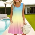 thumbnail image 2 of YunPes Girls Dress Summer Sleeveless Comfortable Casual Dress Gradient Print Children's Clothing with Pocket Vest Dress Girls Skirts, 2 of 6