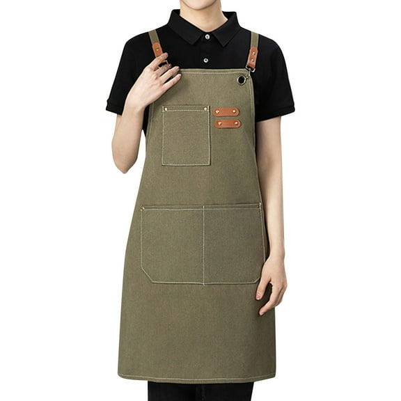 Waterproof And Stain Resistant, Cotton Canvas Material, Hanging Neck With Multiple Pockets For Cooking Grilling