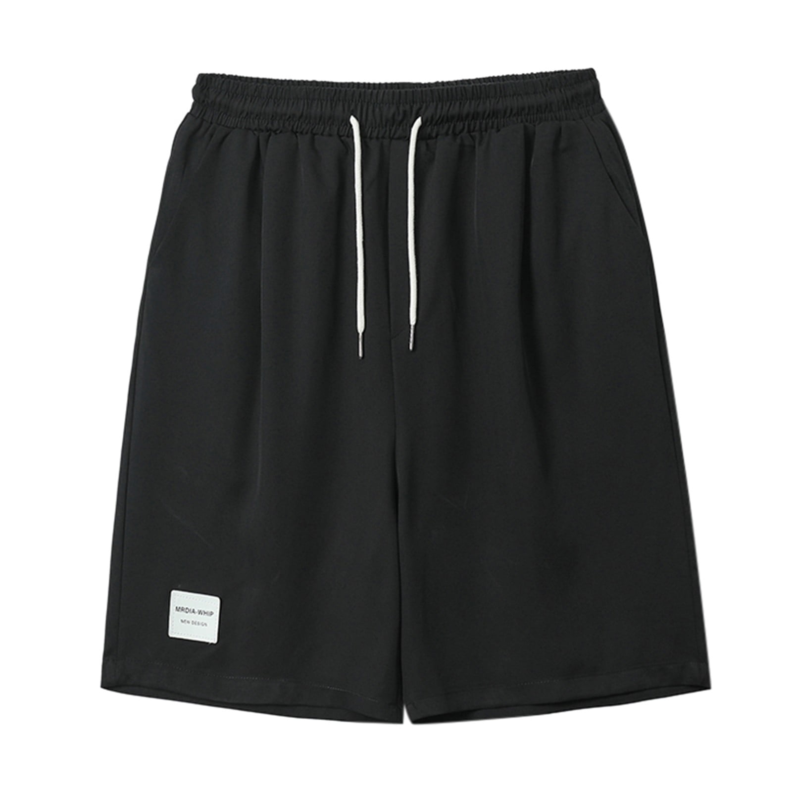 B91xZ Men's Workout Stretch Shorts Casual Drawstring Elastic Zipper