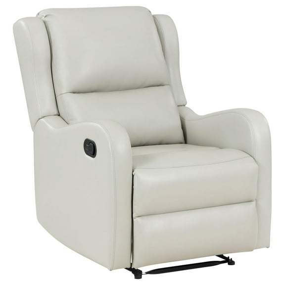 Mayra Manual Recliner Chair, English Arms, Plush Ivory Faux Leather