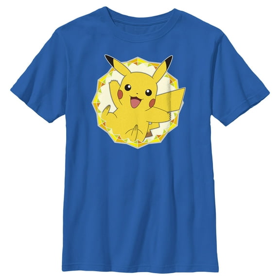 Boy's Pokemon Pikachu Circle Graphic Tee Royal Blue X Large