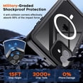 thumbnail image 5 of Magnetic for iPhone 12 Waterproof Case,[Built-in Screen Protector][IP68 Underwater][15FT Military Dropproof][Compatible with MagSafe] Full Body Heavy Duty Shockproof Phone Case-Black/Clear, 5 of 14