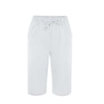 thumbnail image 4 of JJHGVB Cotton Linen Capris for Women Below the Knee Pedal Pushers for Women Linen Shorts Resort Wear for Women Bermuda Shorts Cotton Linen Pants Elastic Waist Shorts Womens Linen Shorts White 3XL, 4 of 7