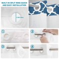 thumbnail image 3 of No Hook Shower Curtain with Built-in Rings - Steel Blue White Geometric Washable Waterproof Fabric Bathroom Curtains for Hotel,Rentals, 72 X 72 Inch Long , Minimalist Morocco Pattern, 3 of 9