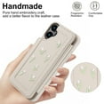 thumbnail image 4 of for iPhone 16 Plus Wallet Case, Magnetic Snap Flip PU Leather TPU Cover with Flower Design Credit Card Holder Stand Wristband Shoulder Strap Protective Phone Case for Women Girls, White, 4 of 9