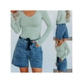 thumbnail image 2 of Rdhnmea Women's Summer Bandage Denim Shorts Wide Leg Streetwear Jeans Shorts, 2 of 9