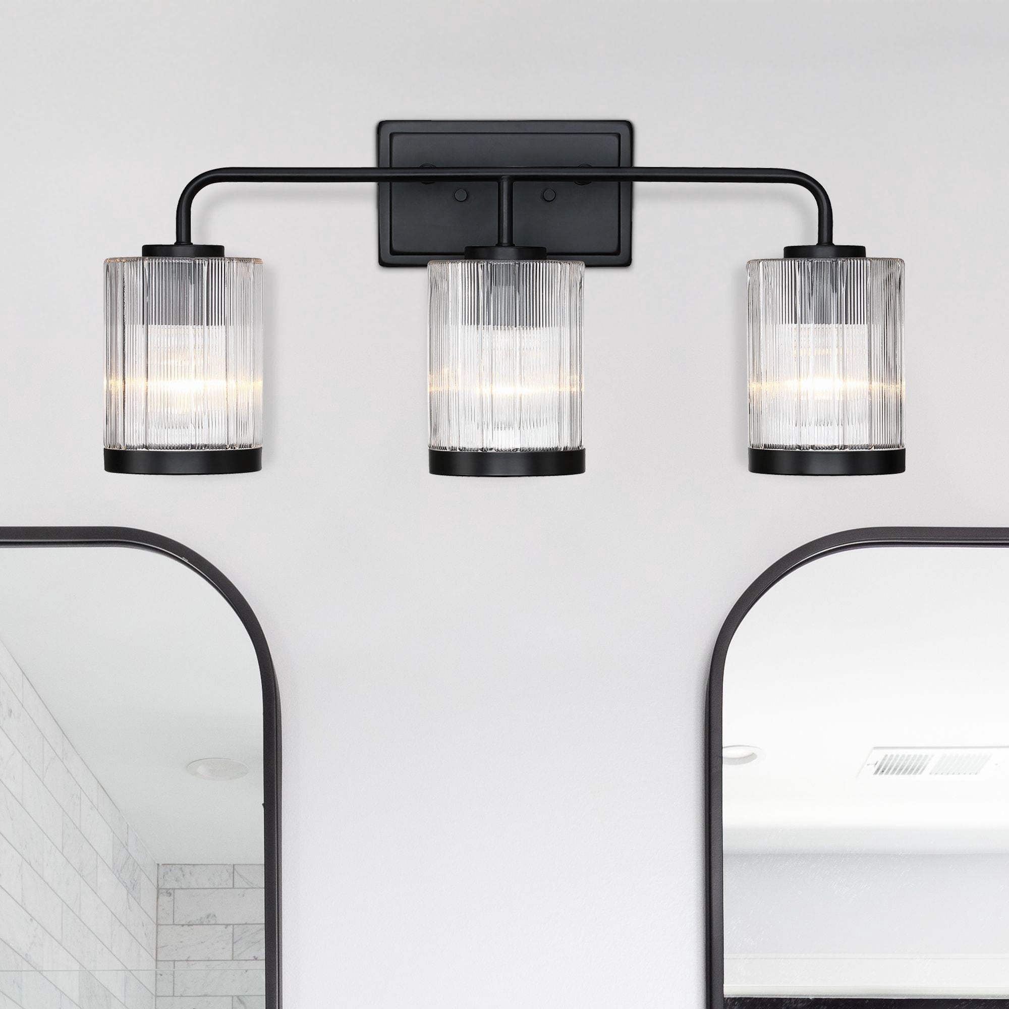 Aspen 24 in. 3-Light Matte Black Vanity Wall Light for Bathrooms