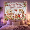 thumbnail image 2 of Happy Hearts Bloom Together with Puppy Bunny Garden, Playful Cottagecore Style for Animal Lovers, Floral Art, Valentine's Day Gift, Tapestry Wall Hanging for Nursery and Bedroom, 2 of 7