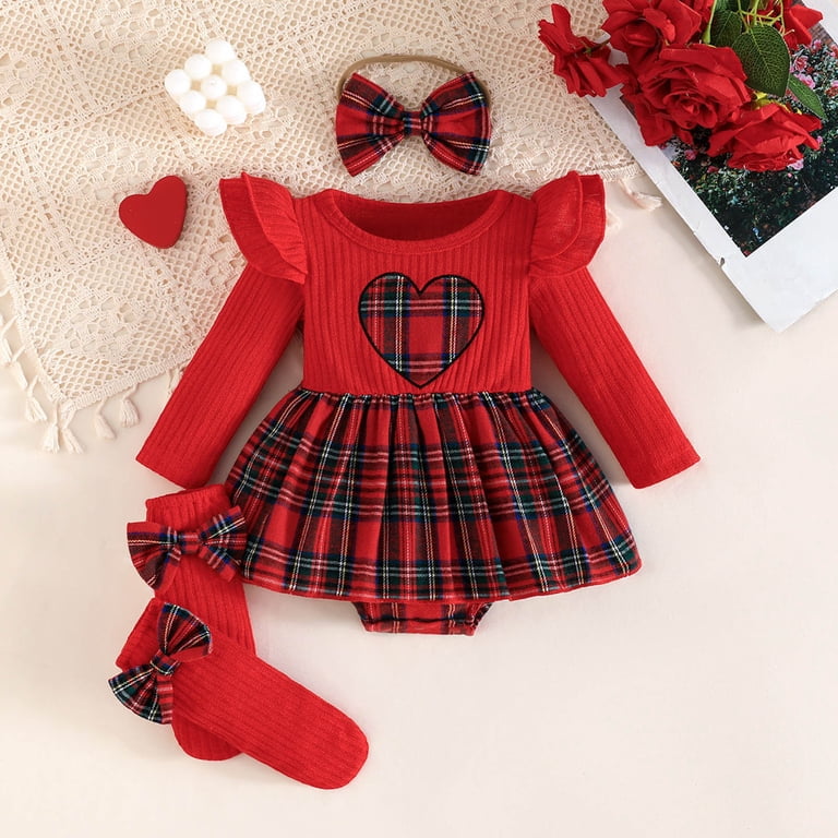 infant plaid christmas dress Blue & Red Christmas Plaid Dress, Photoshoot Baby Dress, Girl Santa Costume, Flannel Toddler Dress, Puffy Sleeve, Xmas Kids Outfit