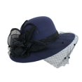 thumbnail image 5 of Sombrero de lana de ala grande para otoño e invierno, sombrero de fieltro retro británico, sombrero de copa de malla con flores para banquetes, 5 of 5