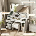 thumbnail image 2 of 2025 New Vanity Desk with Large Mirror and Lights, Makeup Vanity with Charging Station, 3 Lighting Modes Adjustable Brightness, Vanity Table Set with 7 Drawers, Makeup Table for Bedroom, 2 of 7