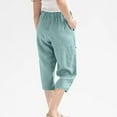thumbnail image 6 of LEBONYARD Womens Pants Clearance,Womens Pants Elastic Waist Fashion Casual,Capris Women Summer Pants Casual Solid Color Elastic Waist Linen Pockets Pants Green L, 6 of 6