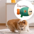 thumbnail image 1 of Juguete para perros chirriante, juguete para cachorro de pescado juguete resistente enriquecimiento para perros juguete para el perro ocupado juguete Verde, 1 of 9