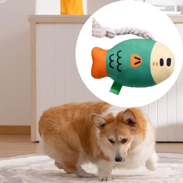 Juguete para perros chirriante, juguete para cachorro de pescado juguete resistente enriquecimiento para perros juguete para el perro ocupado juguete Verde