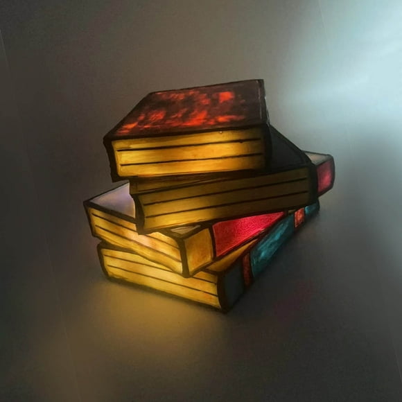 Colorful Stacked Book Vintage Lamp Bedside Table Lamp Decorative