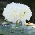 thumbnail image 2 of Enova Home Artificial Flowers Large 4 Heads Silk Peony Fake Flowers Arrangement in Cylinder Glass Vase with Faux Water for Home Office Wedding Decoration (Cream), 2 of 4