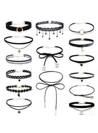 12PCS Choker Necklace Gothic Henna Tattoo Stretch Elastic Flowers Plastic  Jewelry Pack