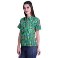 thumbnail image 2 of Moomaya Printed Half Sleeve Shirt For Women Button Down Collar Casual Top, 2 of 6