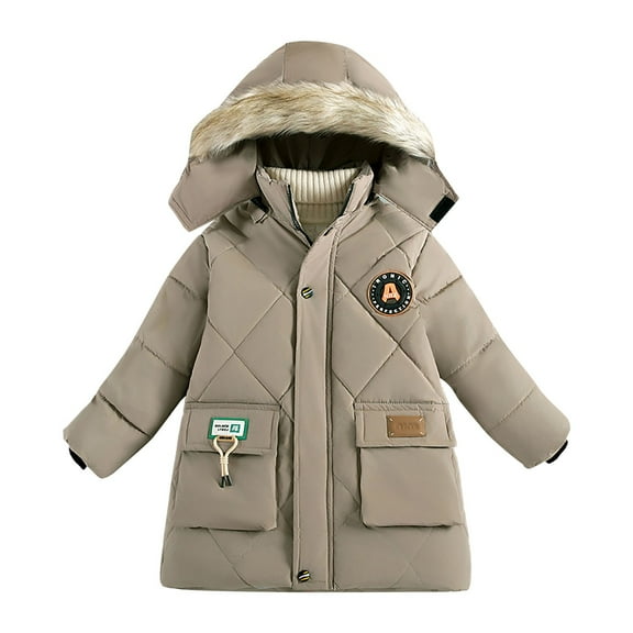 Wangmeiwg Girls Winter Down Jacket Fashionable Thickened Padded Coat for Cold Weather 7-8 Years Khaki