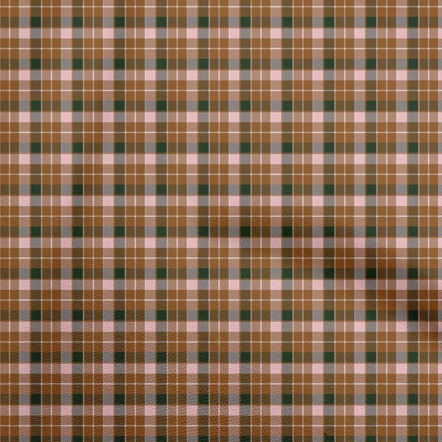 oneOone Cotton Cambric Brown Fabric Check Sewing Craft Projects Fabric Prints By Yard 42 Inch Wide