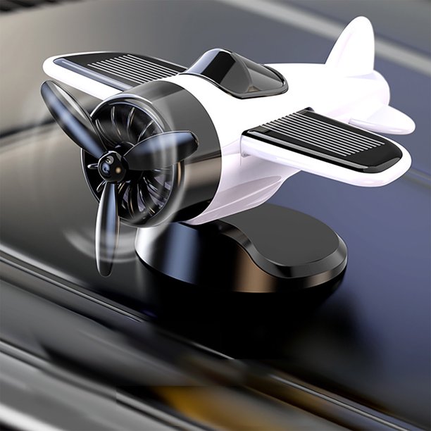Adorno solar de salpicadero de coche con forma de avión | Decoración de hélice giratoria con energía solar | Movimiento dinámico | Sin batería | Motor silencioso | Regalo novedoso | 1 Pieza