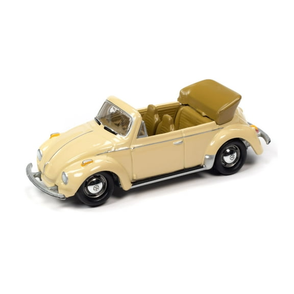 1975 Volkswagen Super Beetle Convertible Top Down, Ivory - Johnny Lightning JLSP107/24B - 1/64 scale Diecast Model Toy Car
