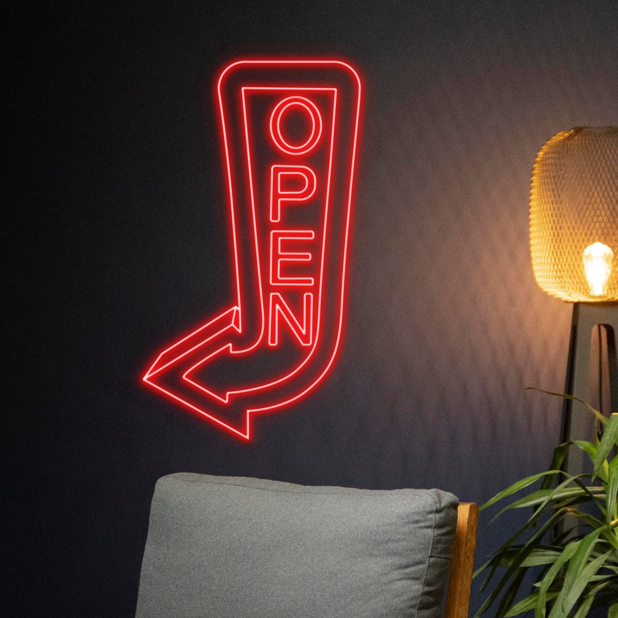Handmadetneonsign Custom Open Direction Arrow Left Neon Sign, Open Arrow Led Sign, Arrow Open Led Sign