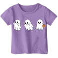 thumbnail image 4 of Ulitacool Girls Tops Halloween Short Sleeve Cartoon Pattern Crewneck Hallowma Tee 10-11 Years Purple, 4 of 4