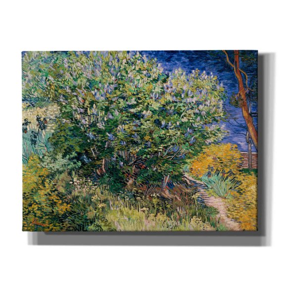 Epic Graffiti 'Lilac Bush' by Vincent Van Gogh, Giclee Canvas Wall Art, 34"x26"