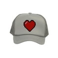 thumbnail image 1 of Men's 80's Retro Large 8 Bit Pixelated Heart Gamer Trucker Hat, Light Grey, 1 of 2
