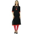 thumbnail image 3 of Bimba Women's Khadi Cotton Tunic Chic Kurta Kurti With Handmade Necklace Attached Clothing, 3 of 9