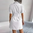 thumbnail image 6 of Wycnly Dresses for Women Casual Button Down Empire Waist Pleated Swing Shirt Dresses Lapel Short Sleeve Solid Summer Mini Formal Dress White l, 6 of 6