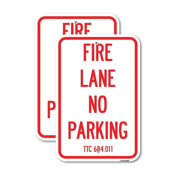 (2 Pack) Texas Fire Lane No Parking | 18" X 24" Heavy-Gauge Aluminum Sign | Rust Free Aluminum, Weather Resistant, Waterproof, Fade Resistant, 2 Pre-drilled Holes