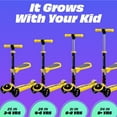 thumbnail image 6 of Skidee Kick Scooters for Kids, Adjustable Height, Foldable, LED Lights, Rear Brake, Ages 2-12, Yellow, 6 of 7