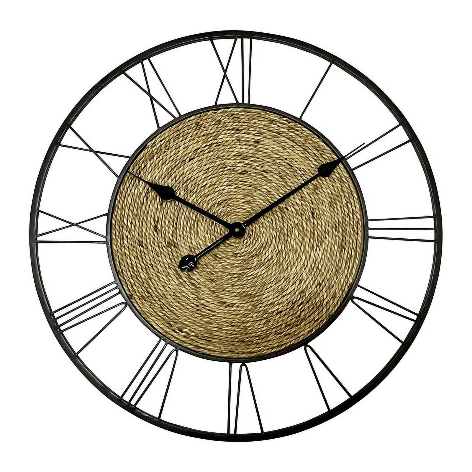 Aveline Black Rattan Center Round Wall Clock
